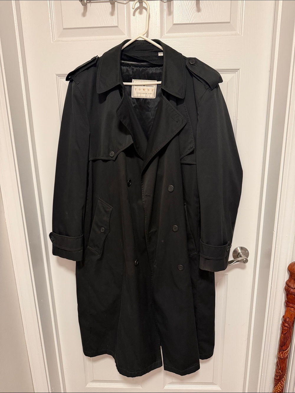 London Fog Black Double-Breasted Trench Coat